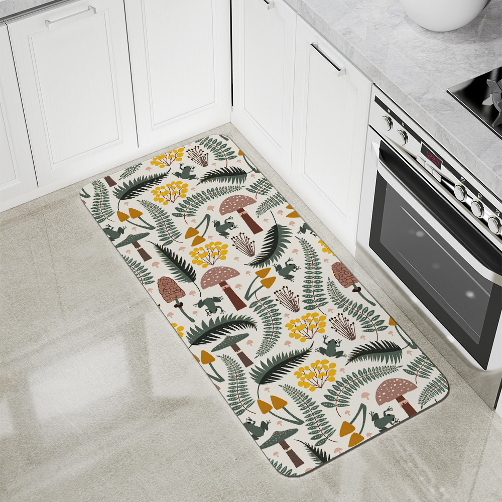 Kitchen Floor Mats – Forest Frog & Mushroom Woodland Print