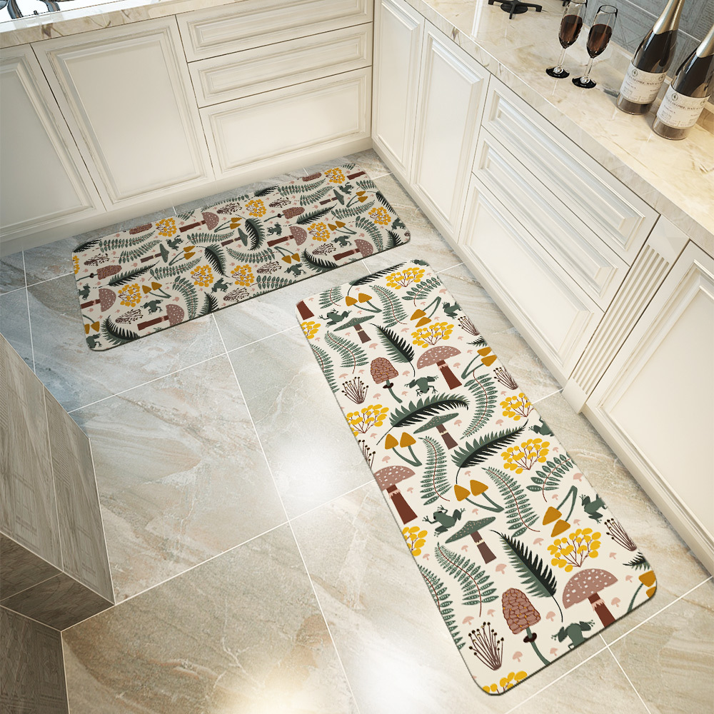Kitchen Floor Mats – Forest Frog & Mushroom Woodland Print