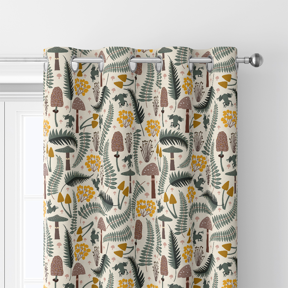 Curtain – Forest Frog & Mushroom Woodland Print