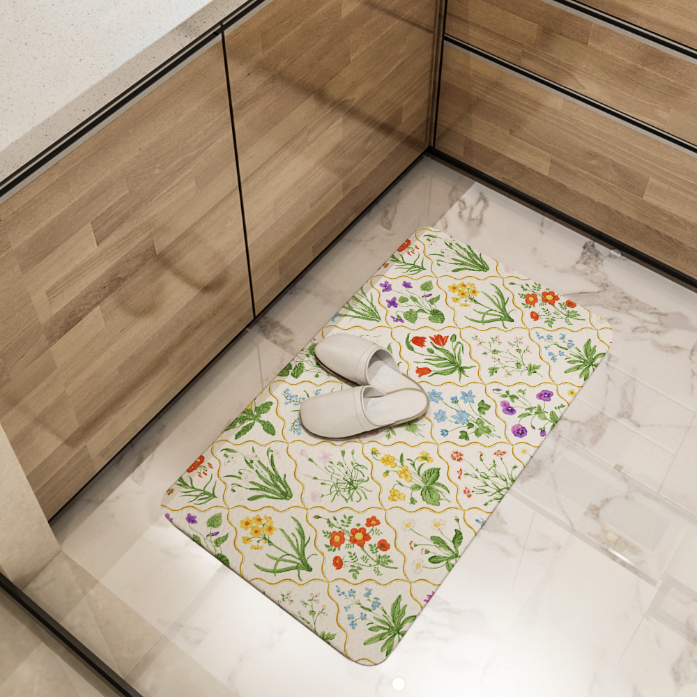 Kitchen Floor Mats – Millefleurs Colorful Floral Pattern