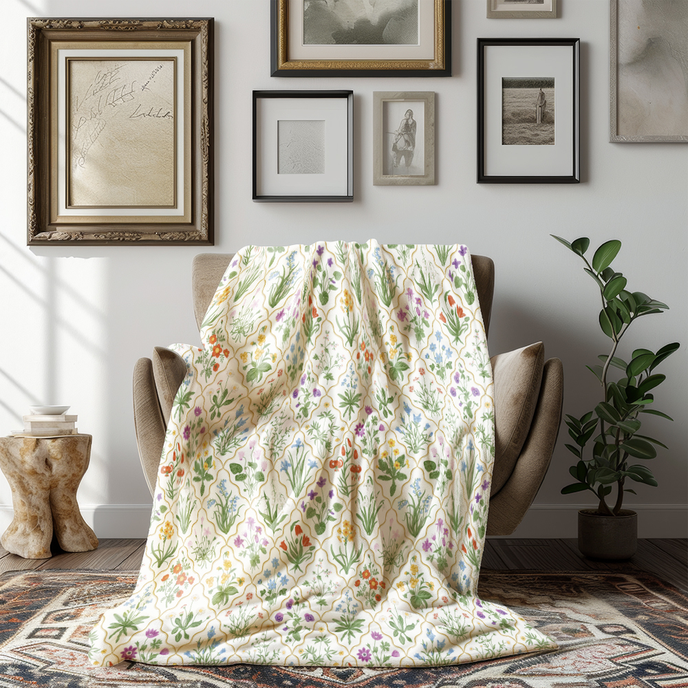Throw Blanket – Millefleurs Colorful Floral Pattern