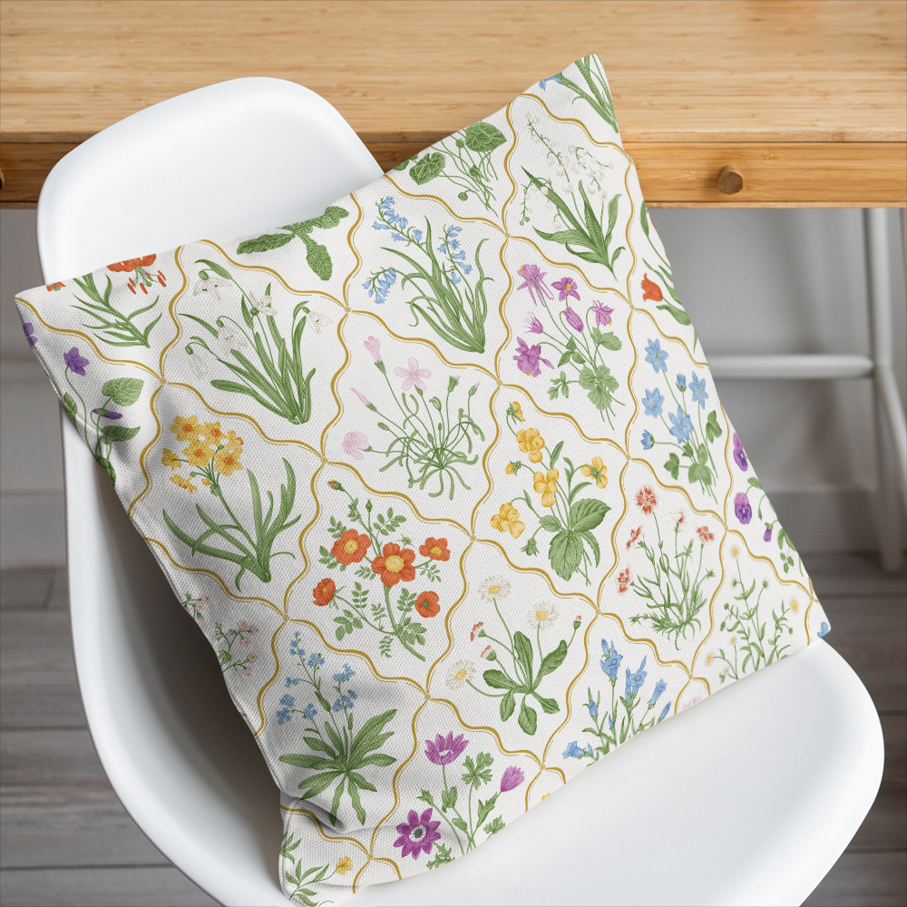 Throw Pillow – Millefleurs Colorful Floral Pattern