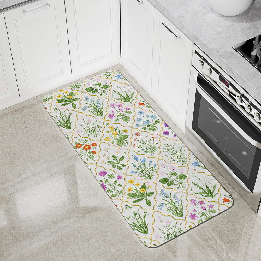 Kitchen Floor Mats – Millefleurs Colorful Floral Pattern