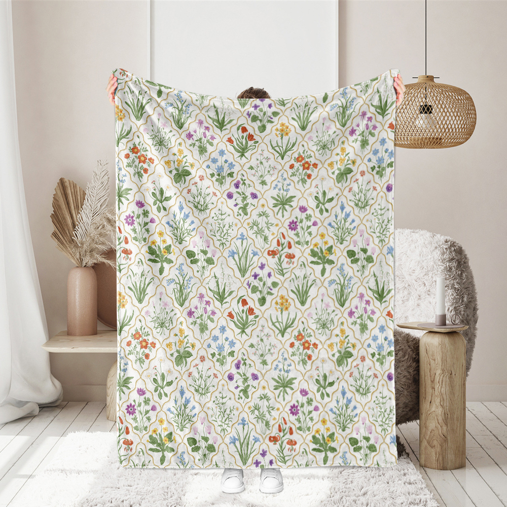 Throw Blanket – Millefleurs Colorful Floral Pattern