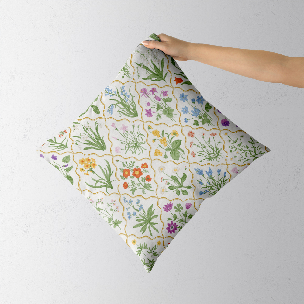 Throw Pillow – Millefleurs Colorful Floral Pattern