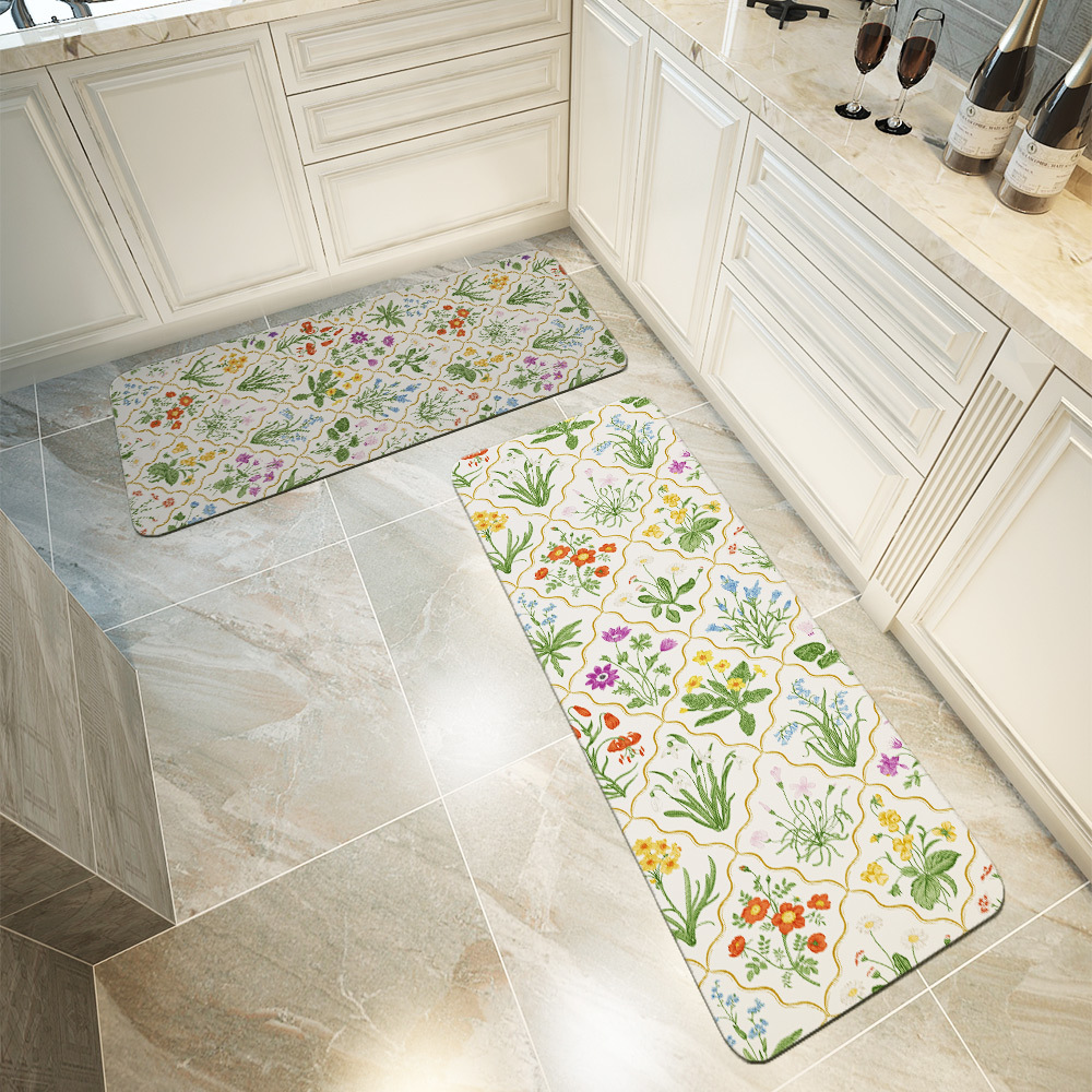 Kitchen Floor Mats – Millefleurs Colorful Floral Pattern