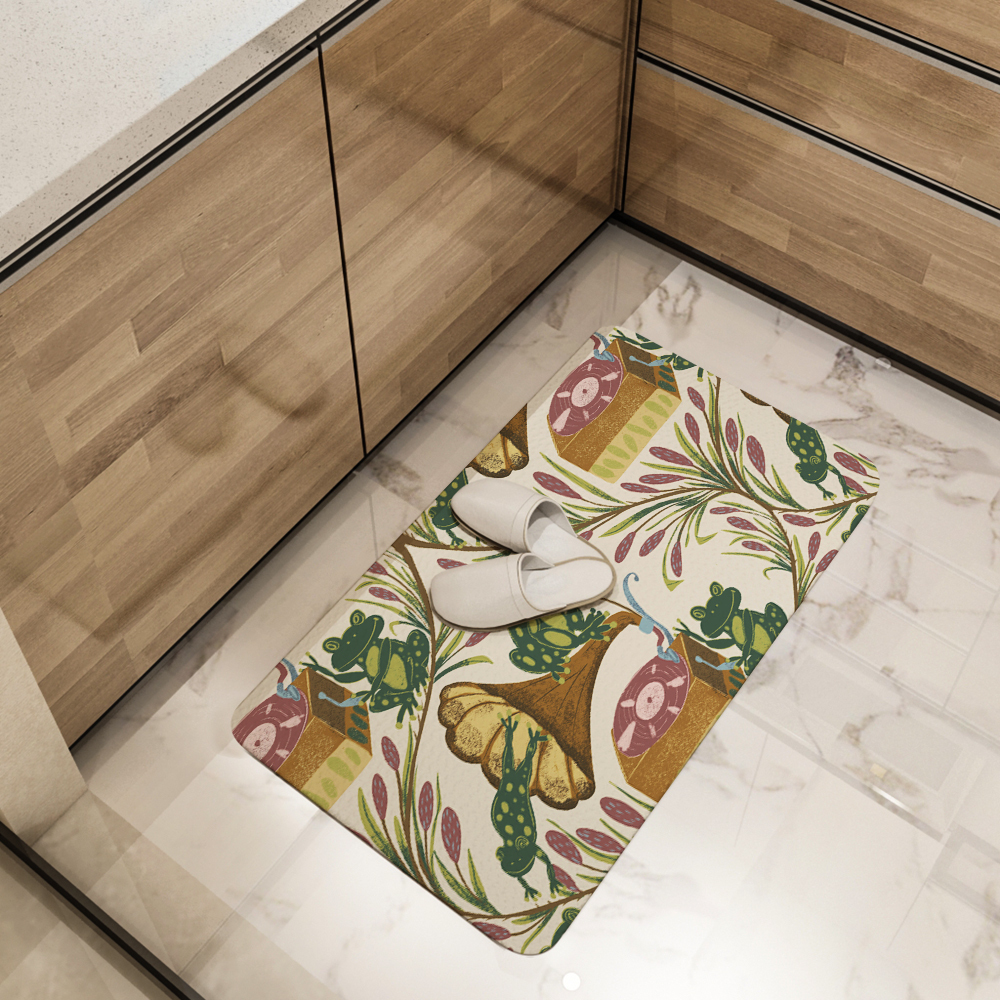 Kitchen Floor Mats – Whimsical Musical Frog Band Cattail Meadow
