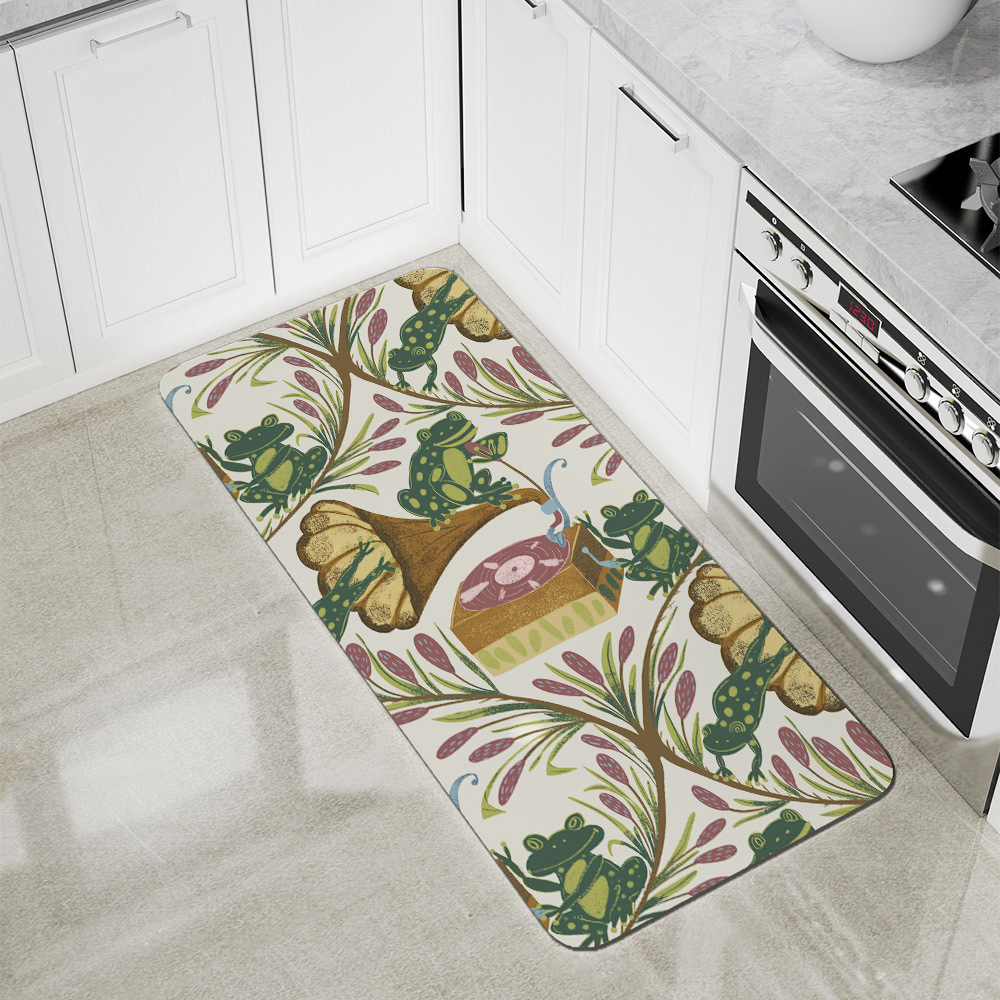 Kitchen Floor Mats – Whimsical Musical Frog Band Cattail Meadow