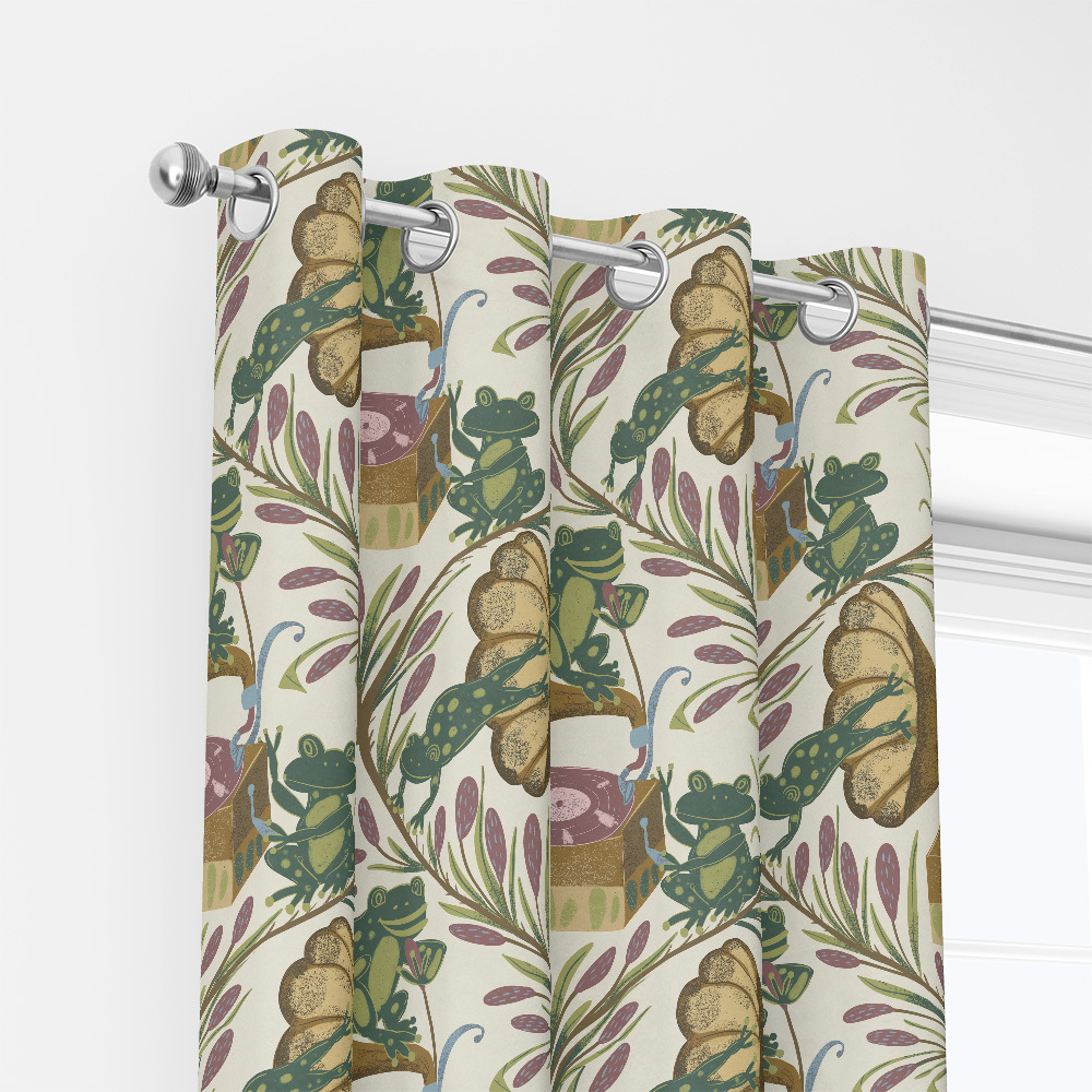 Curtain – Whimsical Musical Frog Band Cattail Meadow