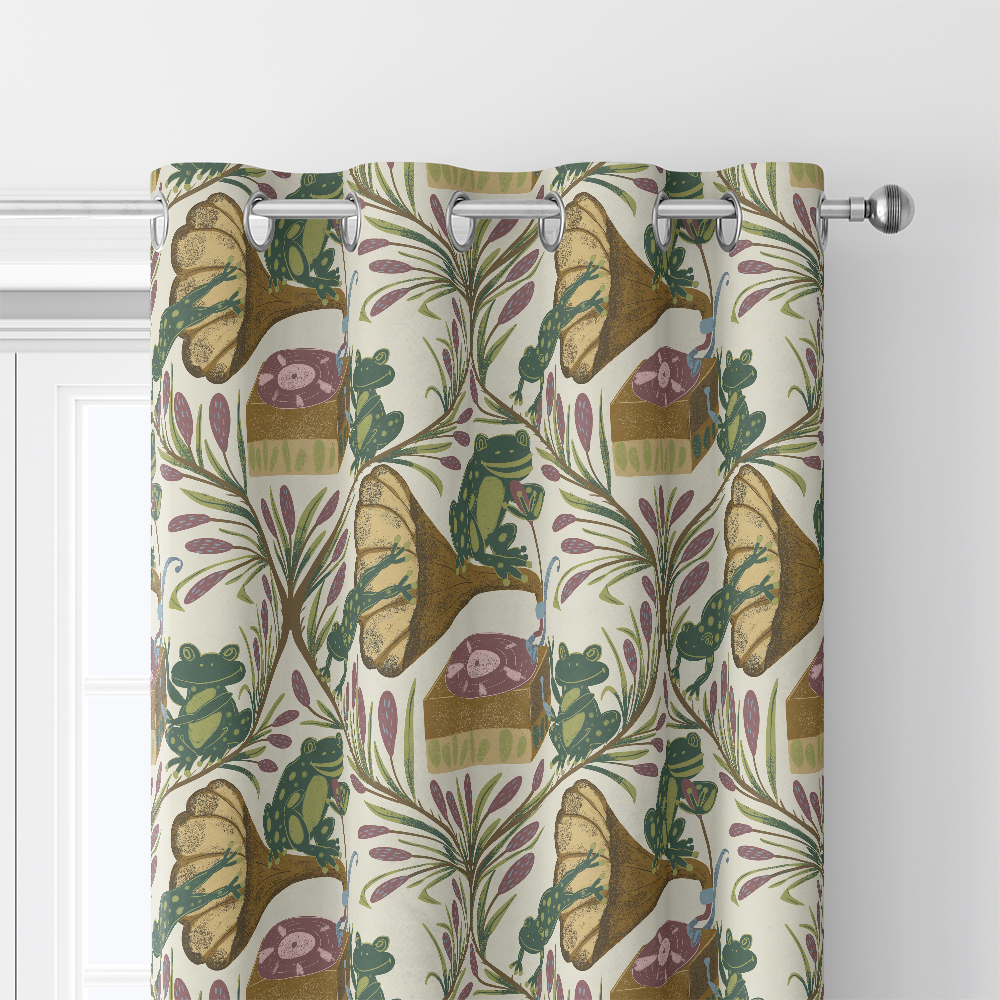 Curtain – Whimsical Musical Frog Band Cattail Meadow