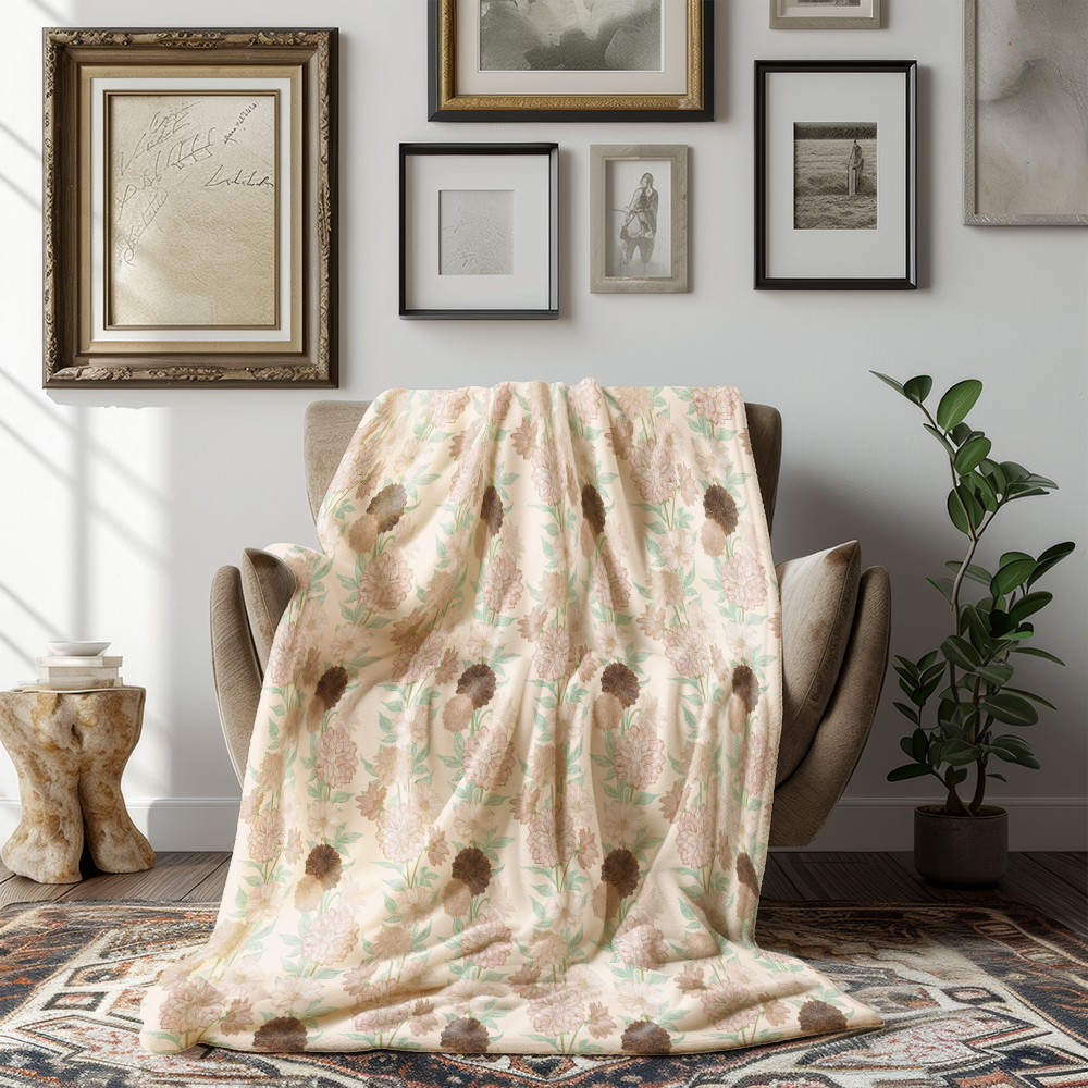 Throw Blanket – Elegant Abstract Floral Botanical Print