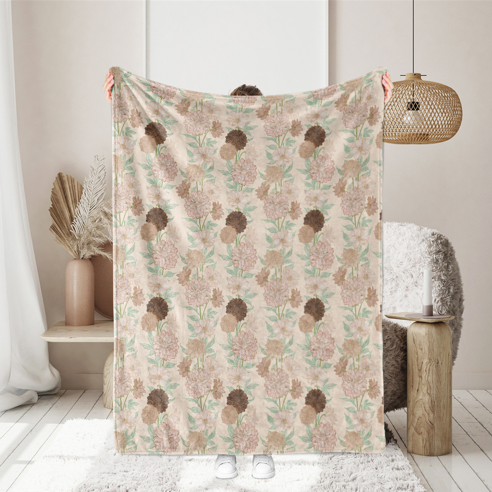 Throw Blanket – Elegant Abstract Floral Botanical Print