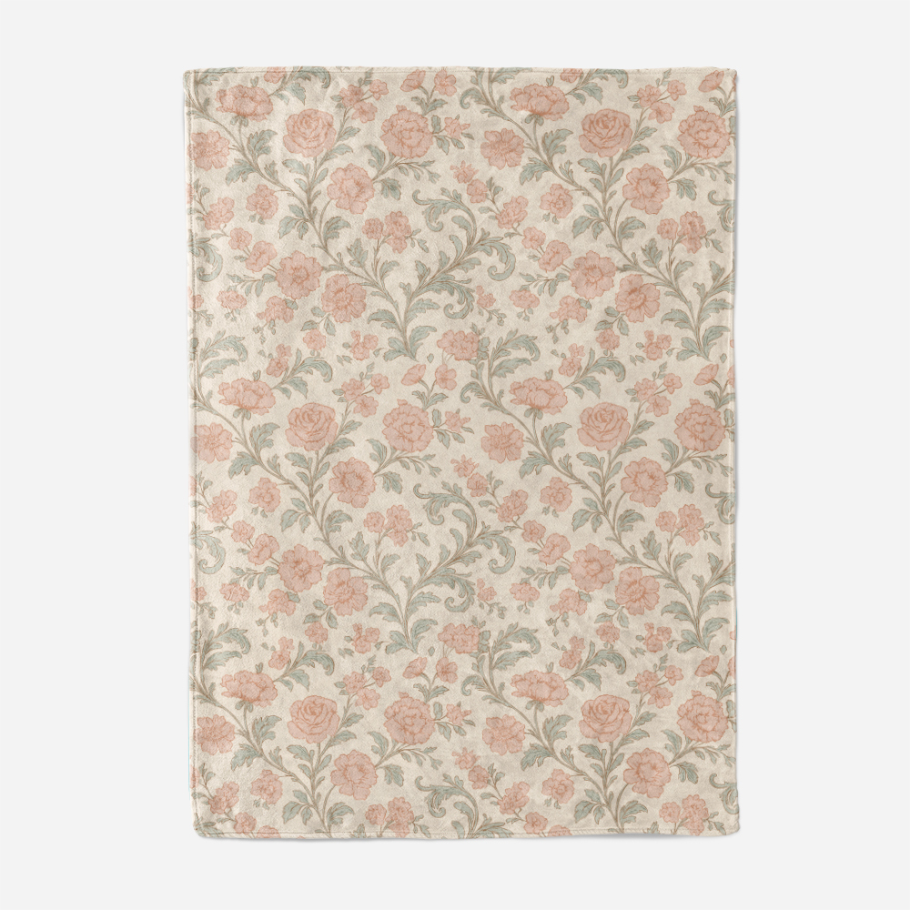 Throw Blanket – French Vintage Toile de Jouy Pattern
