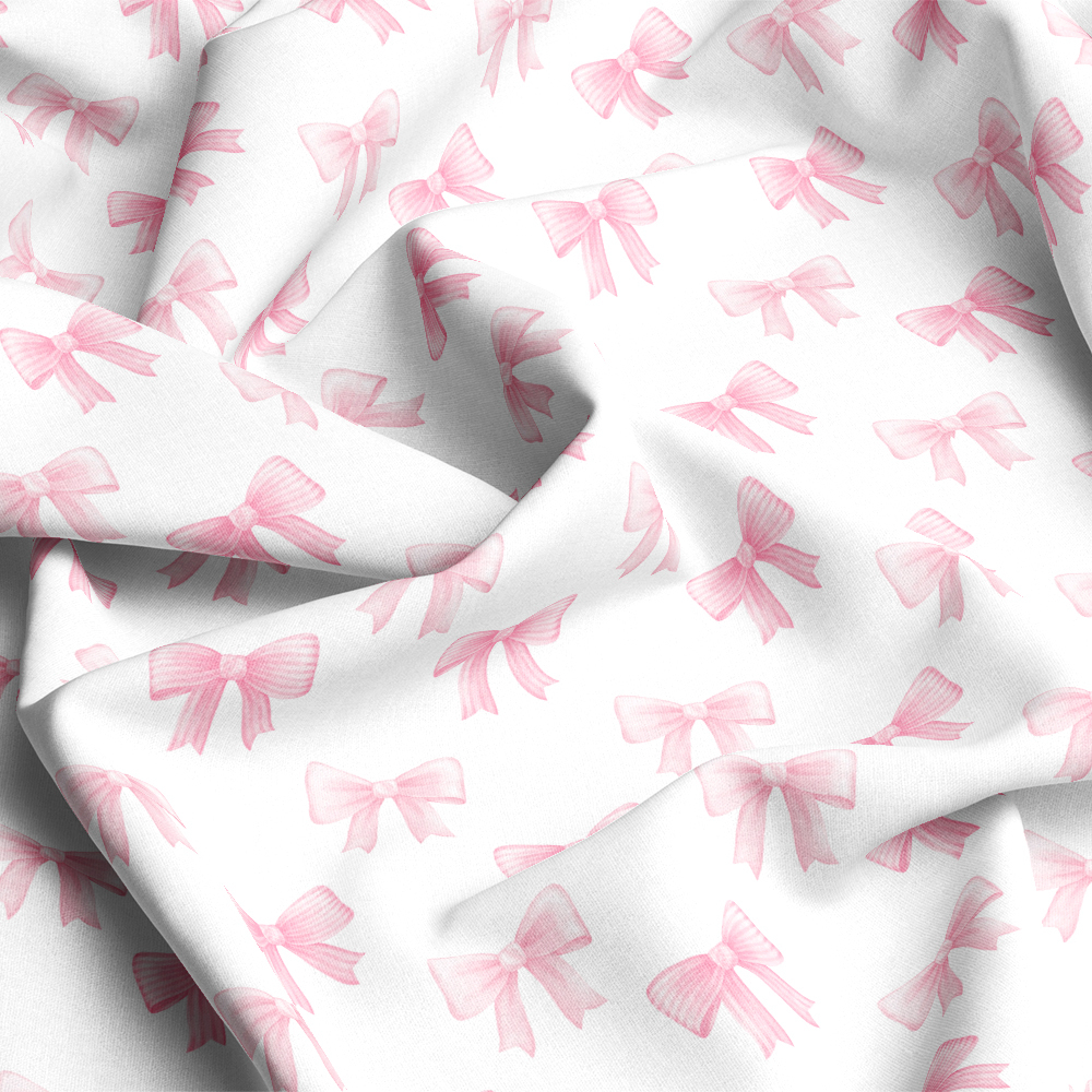 Cute Light Red Watercolor Bow And Heart Seamless Pattern - Custom Print Fabrics