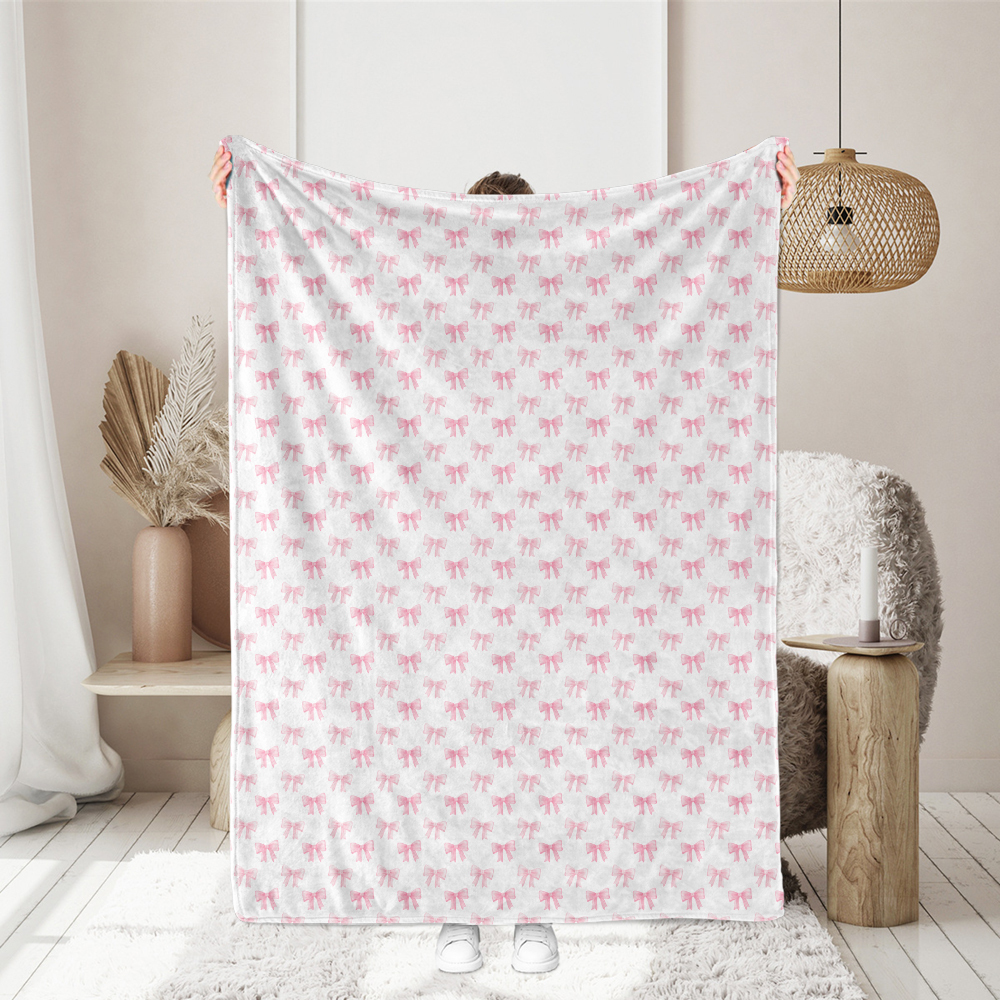 Cute Light Red Watercolor Bow And Heart Seamless Pattern - Custom Print Fabrics