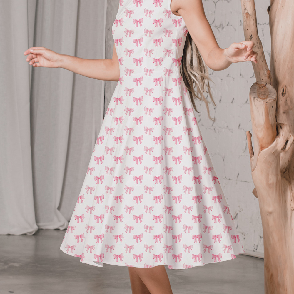 Cute Light Red Watercolor Bow And Heart Seamless Pattern - Custom Print Fabrics
