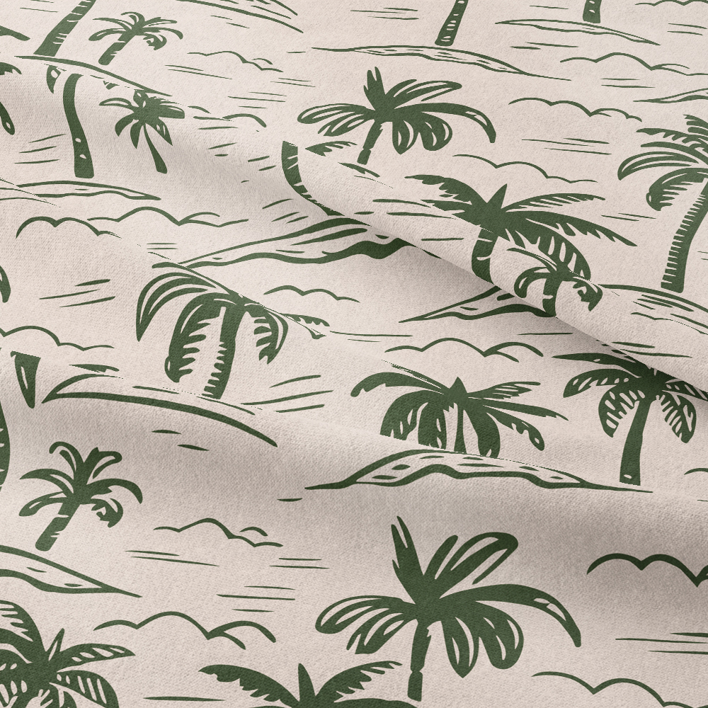 Vintage Hand Drawn Liberty Floral fabric with Palm Tree  On a Light Background - Custom Print Fabrics