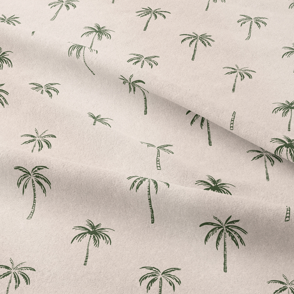 Vintage Hand Drawn Liberty Floral fabric with Palm Tree On a Light Background - Custom Print Fabrics