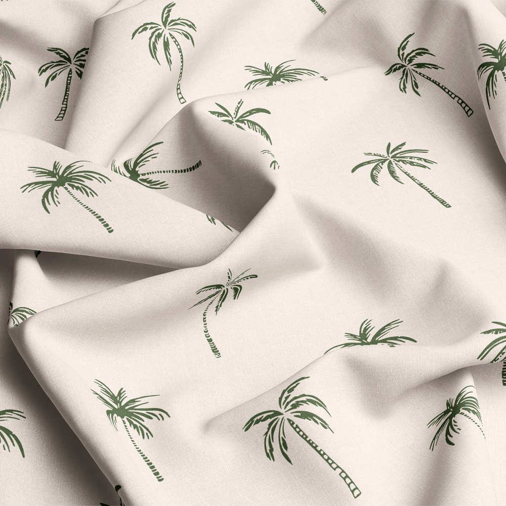 Vintage Hand Drawn Liberty Floral fabric with Palm Tree On a Light Background - Custom Print Fabrics