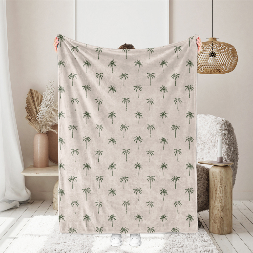 Vintage Hand Drawn Liberty Floral fabric with Palm Tree On a Light Background - Custom Print Fabrics
