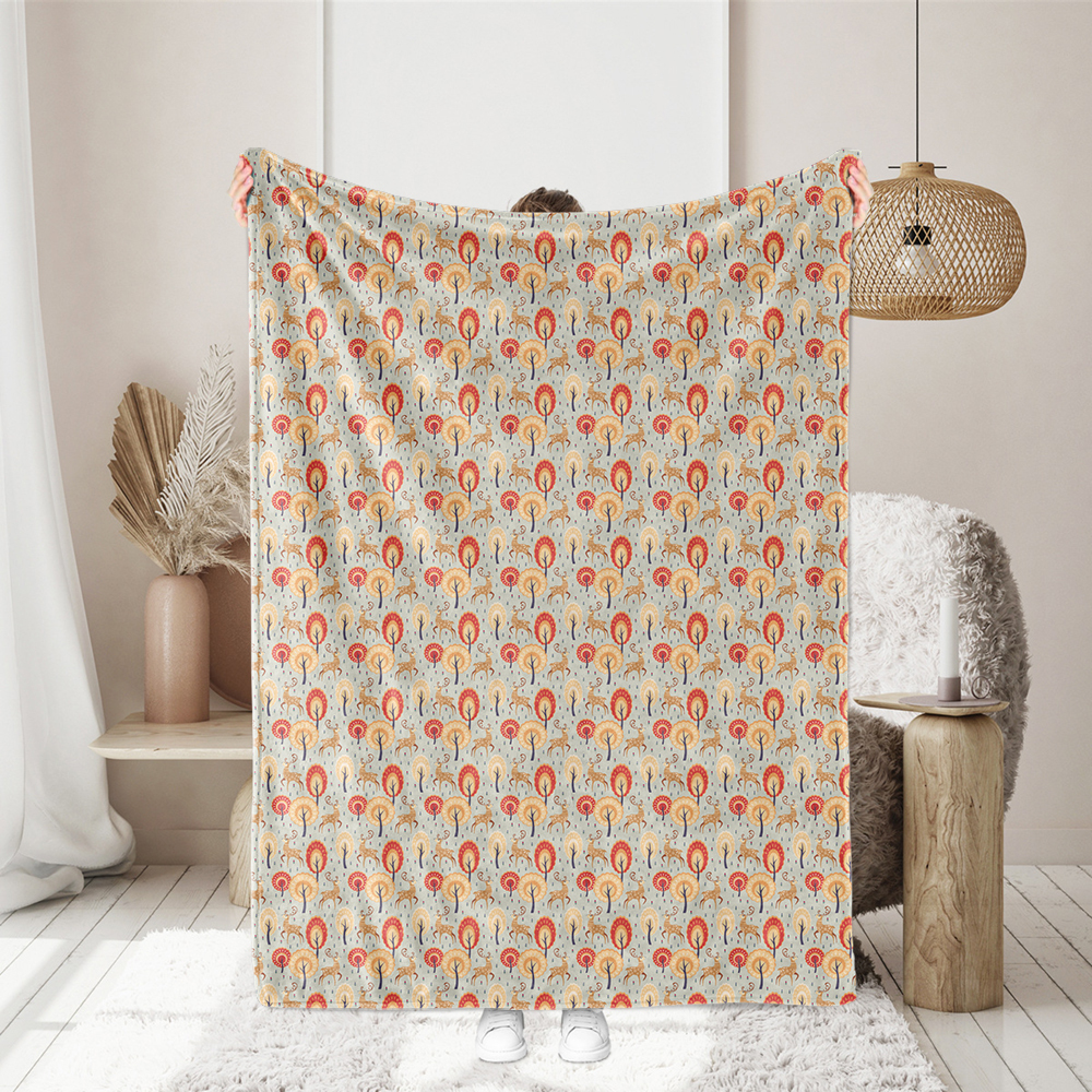 Decorative Folk Style Deer Seamless Pattern | Custom Print Fabrics