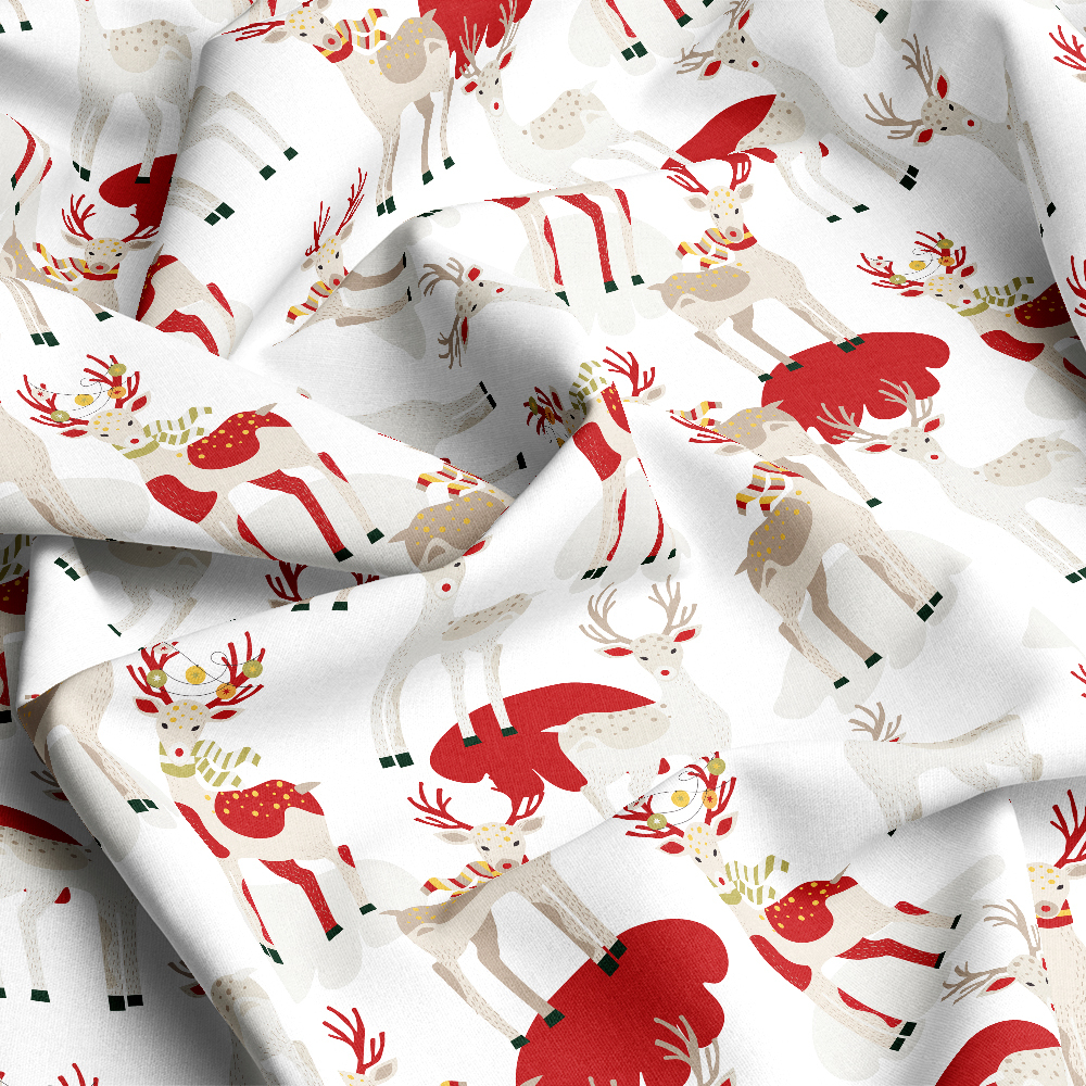 Christmas Deer Winter Seamless Pattern | Custom Print Fabrics