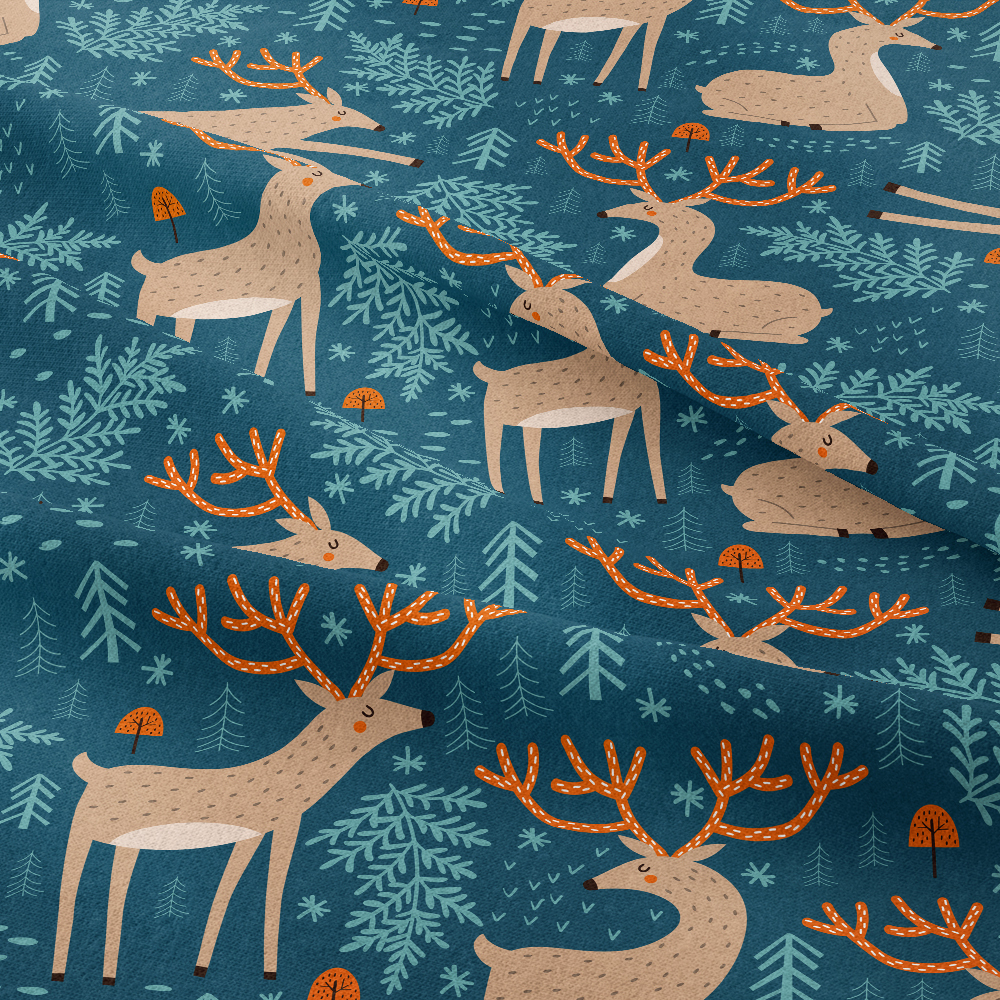 Seamless Pattern Deer and Fir Trees | Custom Print Fabrics