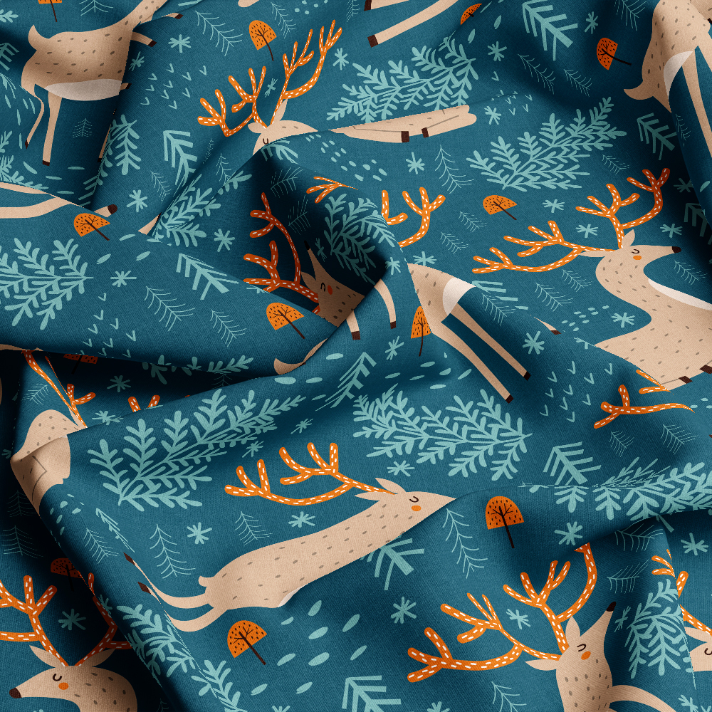 Seamless Pattern Deer and Fir Trees | Custom Print Fabrics