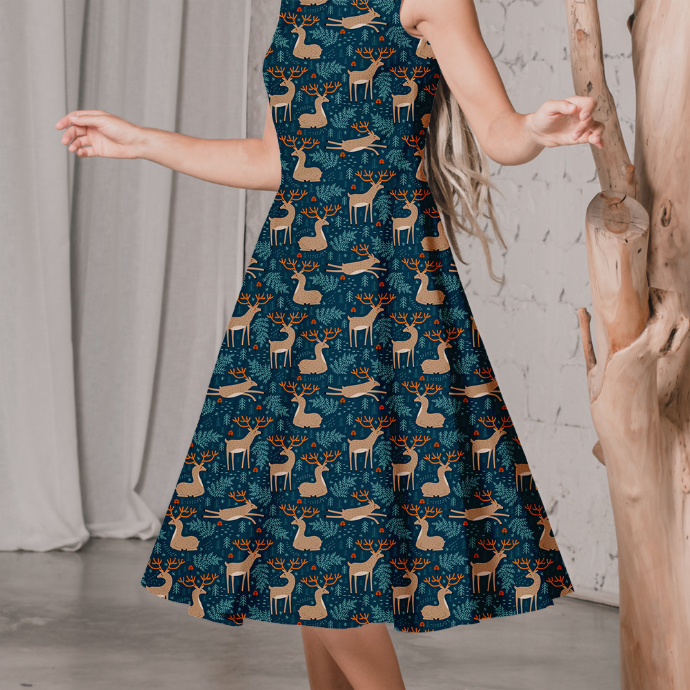 Seamless Pattern Deer and Fir Trees | Custom Print Fabrics