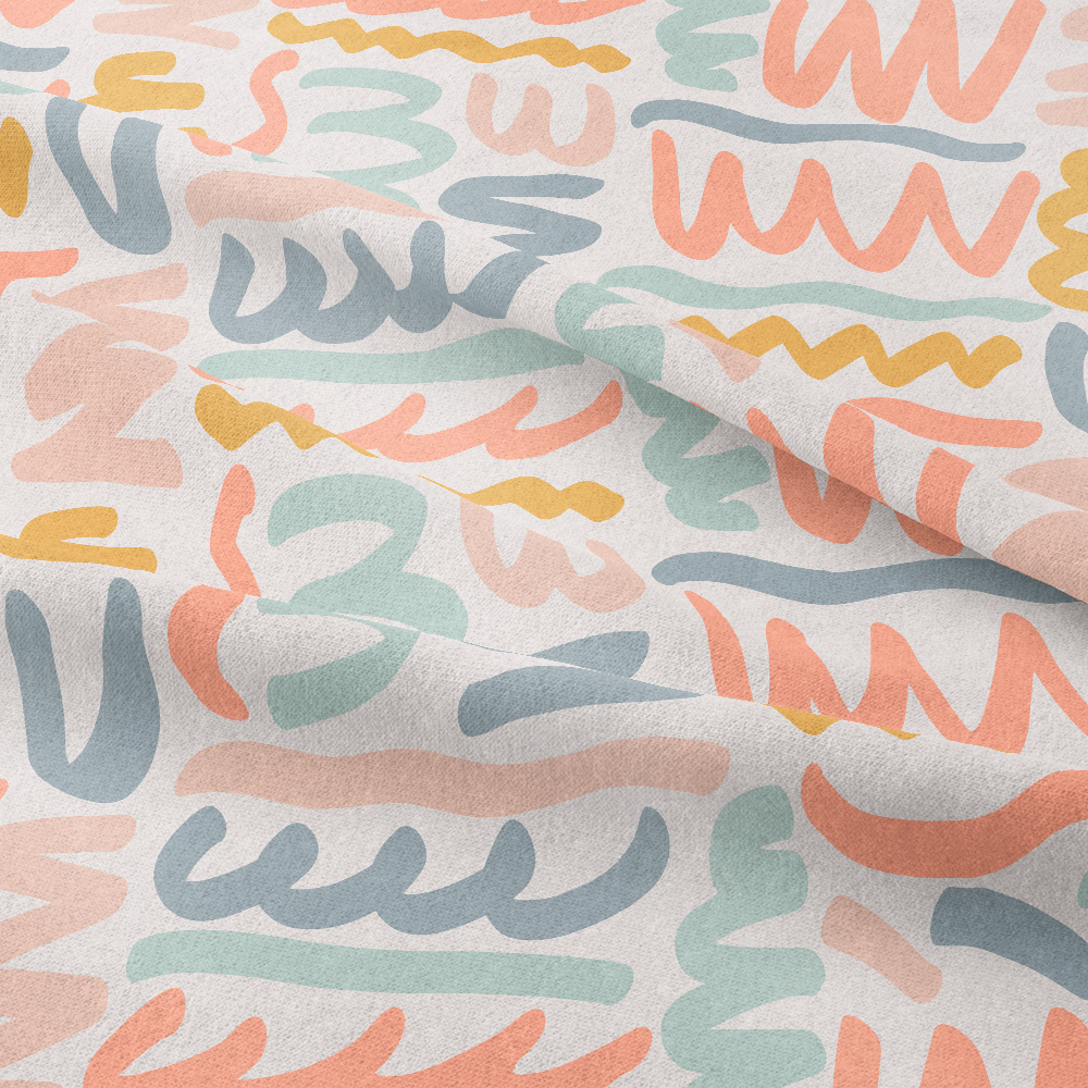 Naive Seamless Pattern With Squiggle Graffiti - Custom Print Fabrics
