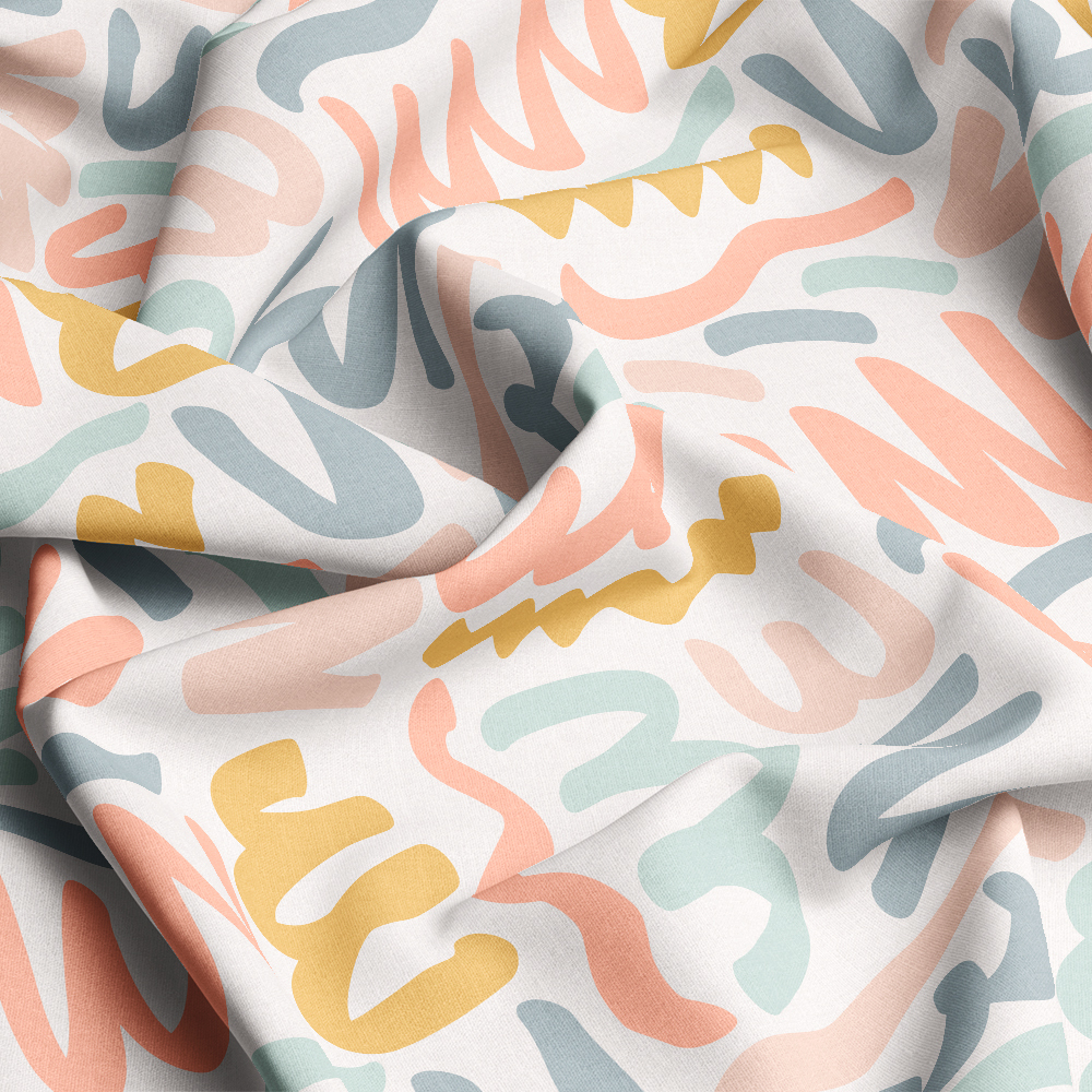 Naive Seamless Pattern With Squiggle Graffiti - Custom Print Fabrics