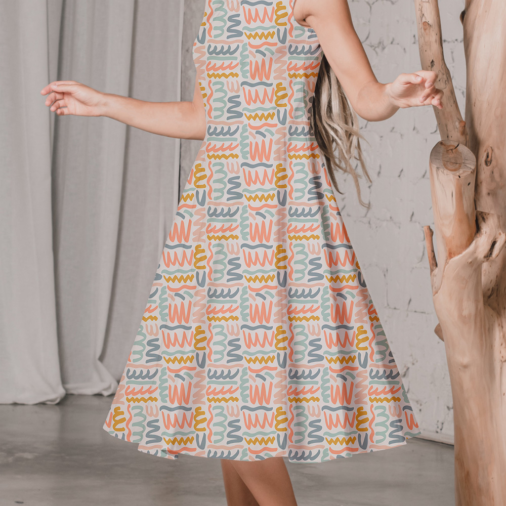 Naive Seamless Pattern With Squiggle Graffiti - Custom Print Fabrics