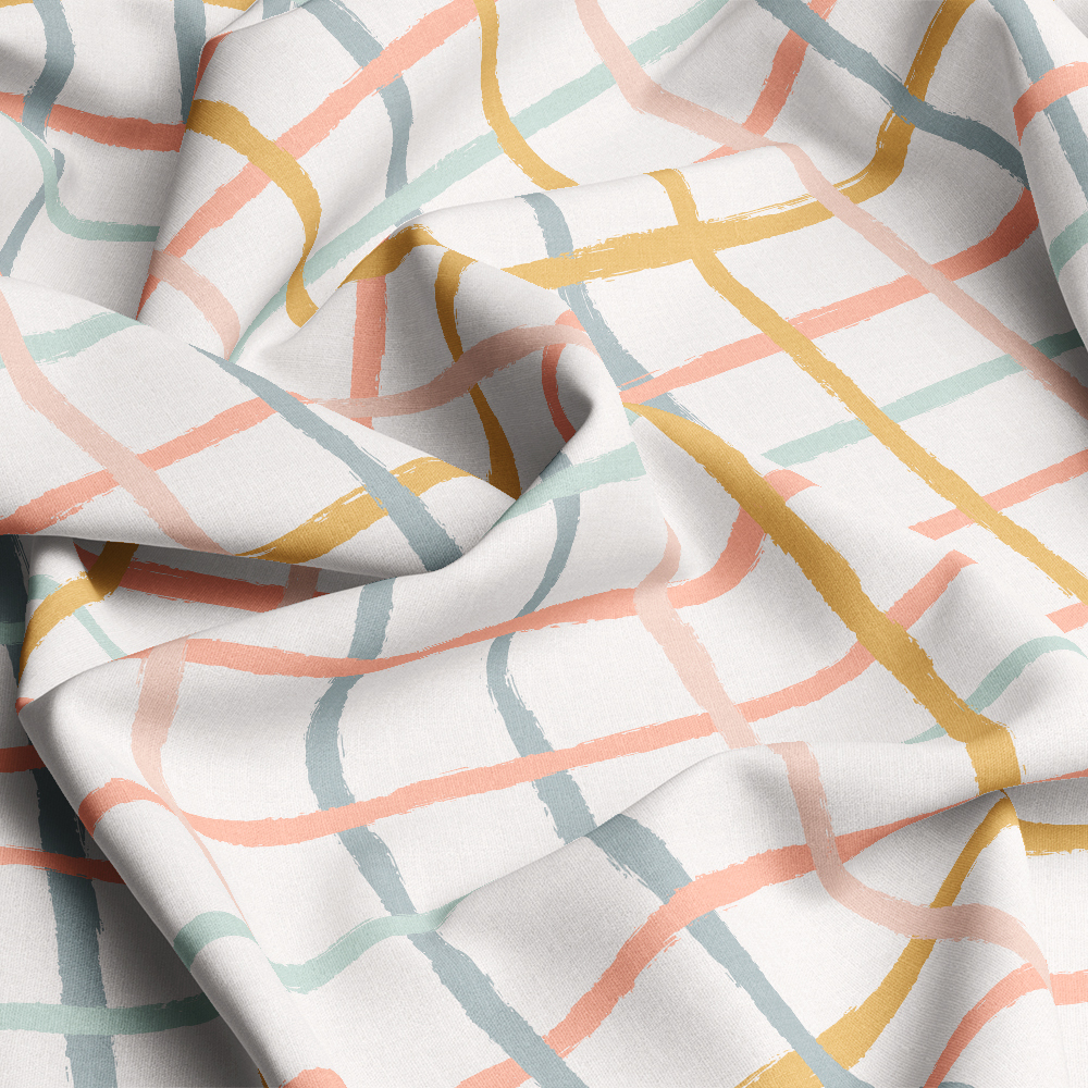 Colorful Hand Drawn Checkered Graffiti Seamless Pattern - Custom Print Fabrics