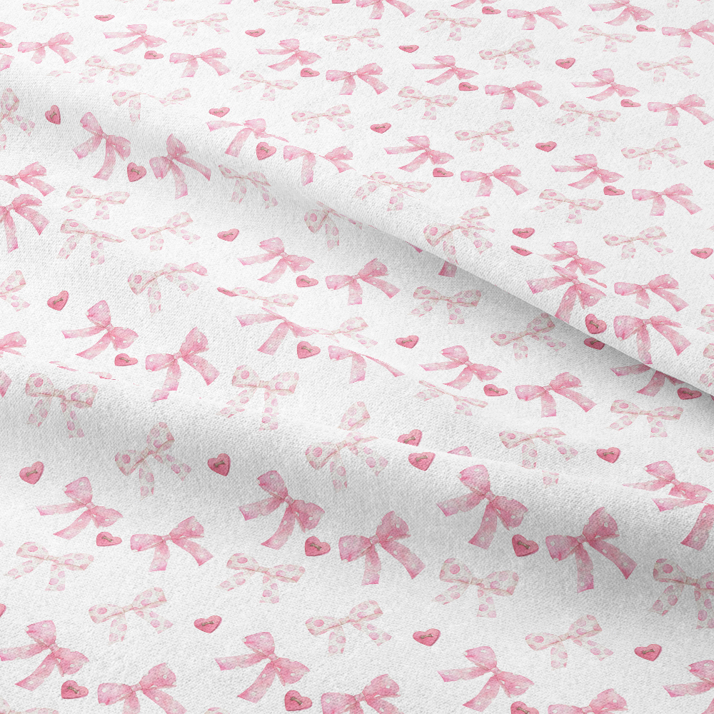 Seamless Pattern Cute Watercolor Light Red Bow And Heart - Custom Print Fabrics
