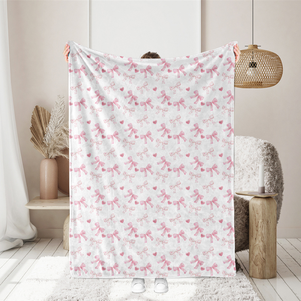 Seamless Pattern Cute Watercolor Light Red Bow And Heart - Custom Print Fabrics