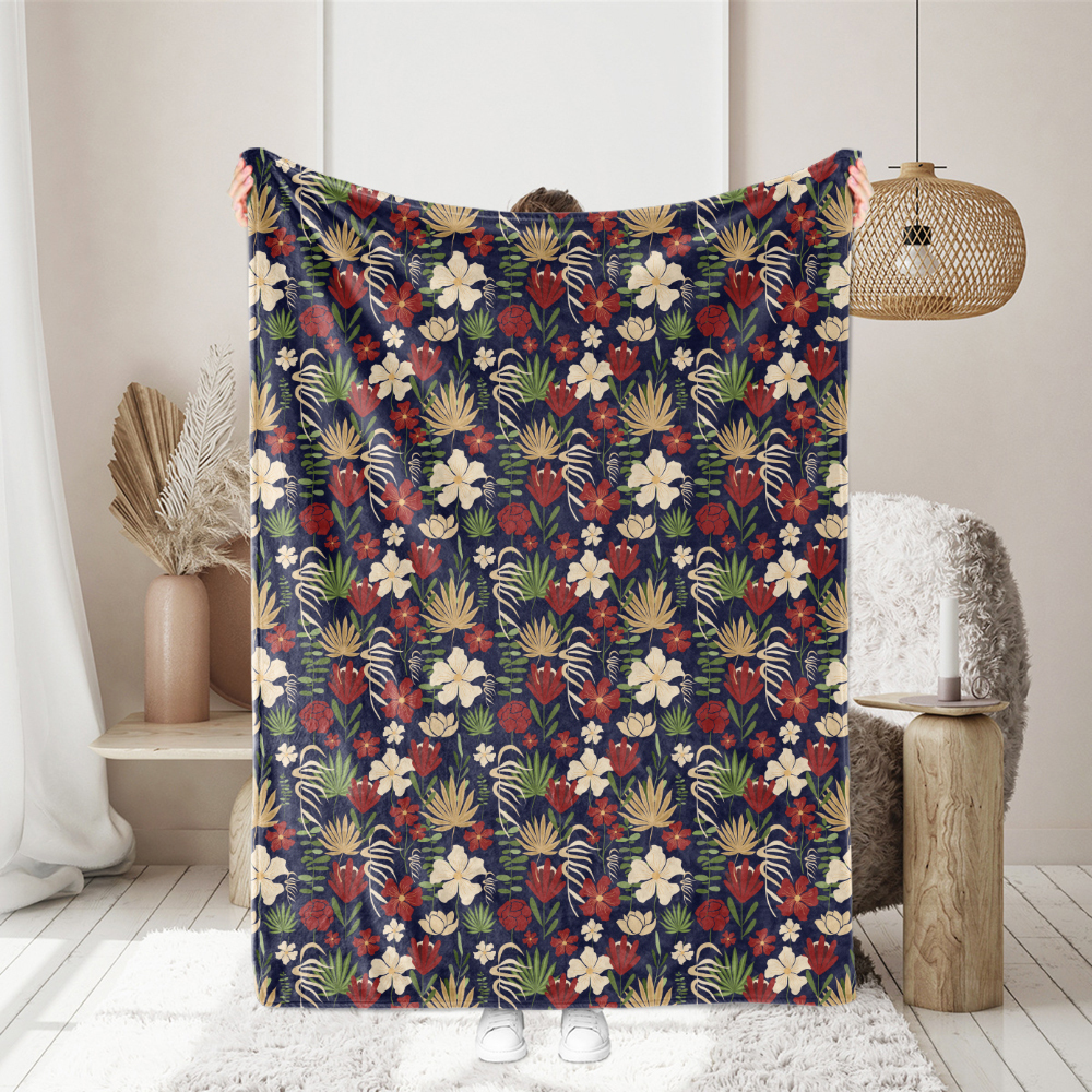 Beautiful Vintage Liberty Floral Fabric with Modern Botanical Floral Abstract on Navy Blue Background – Custom Print Fabrics