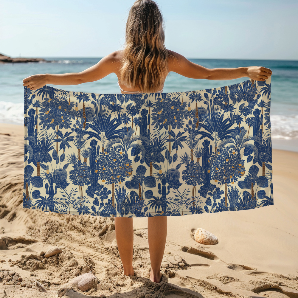 Beach Towel – Retro Oasis Tropical Trees and Palms
