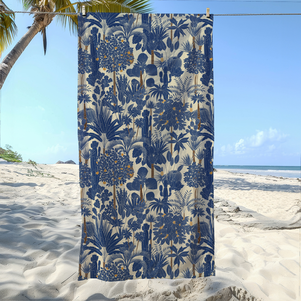 Beach Towel – Retro Oasis Tropical Trees and Palms