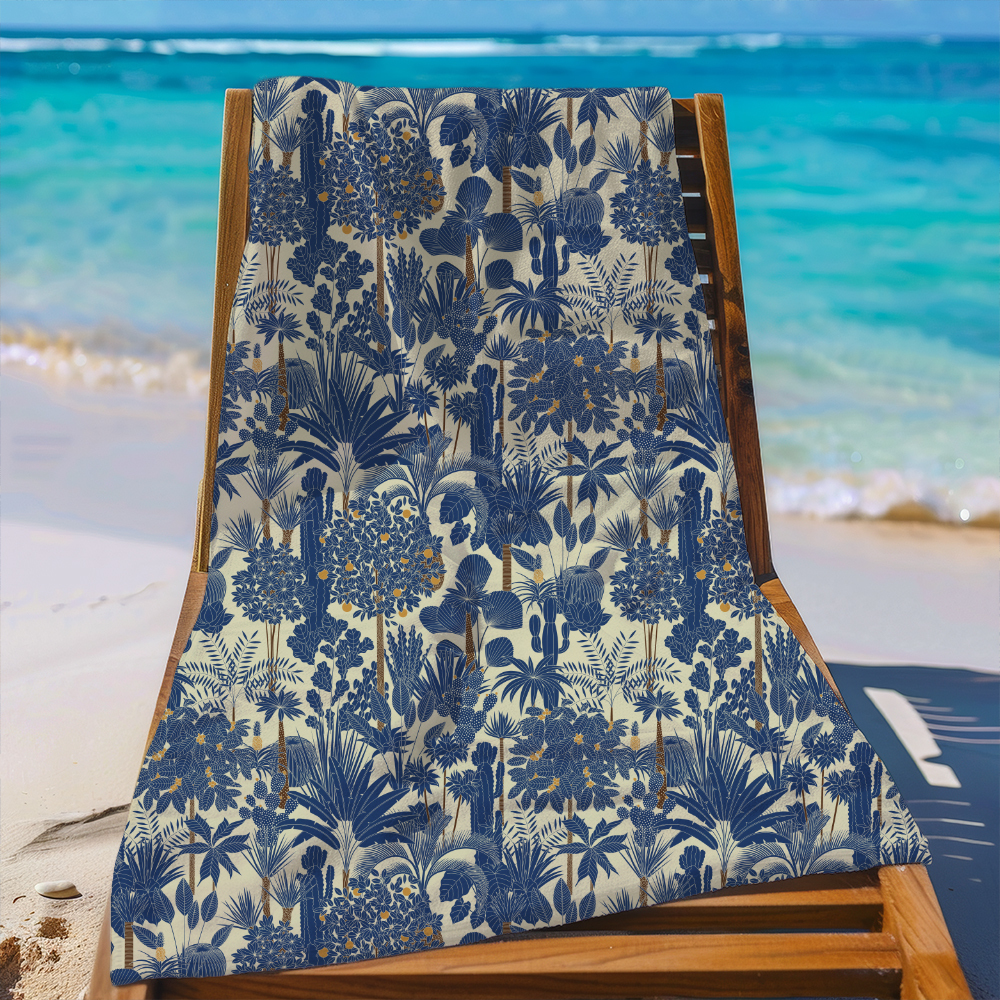 Beach Towel – Retro Oasis Tropical Trees and Palms