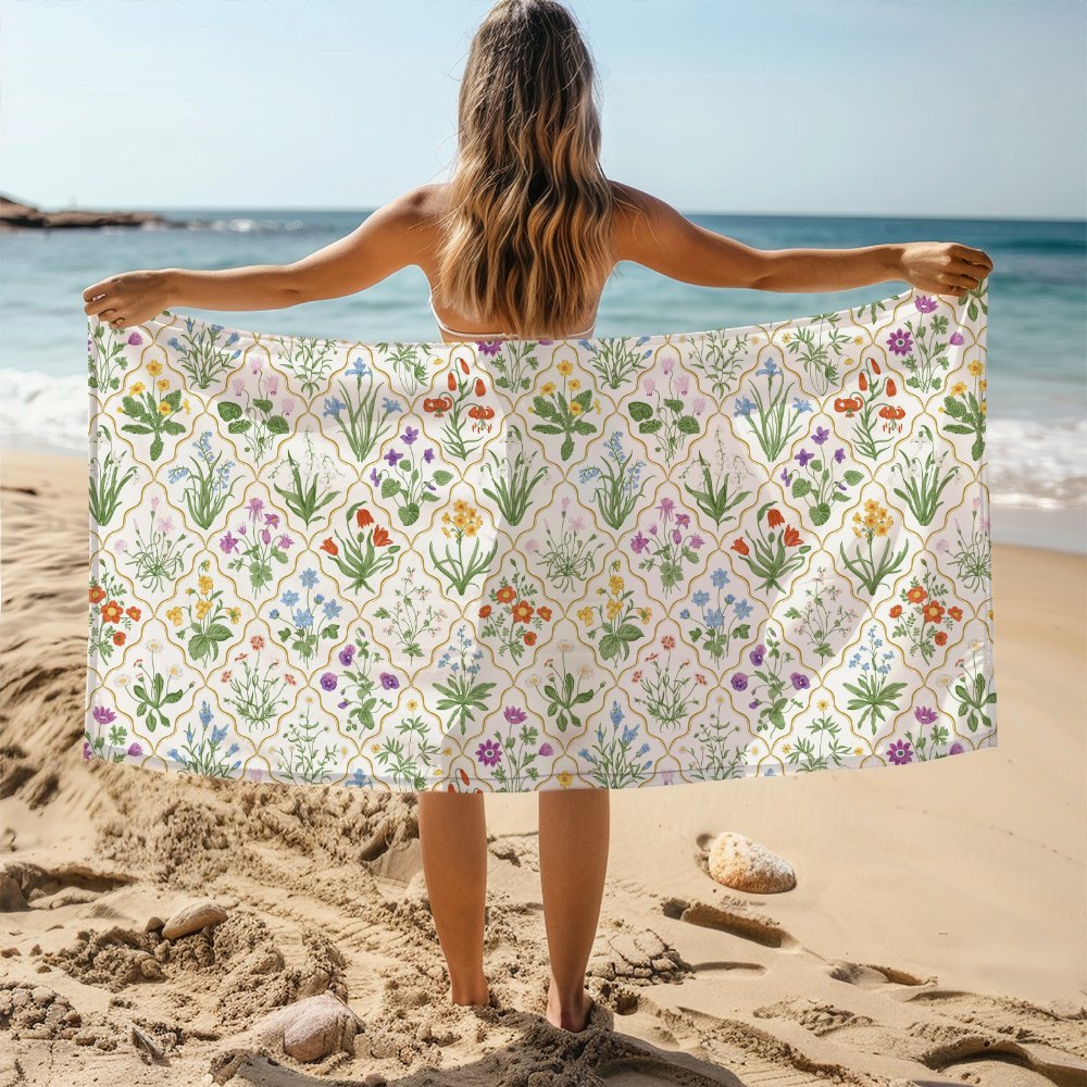 Beach Towel – Millefleurs Colorful Floral Pattern
