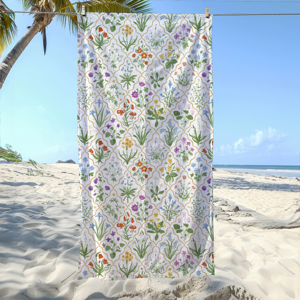 Beach Towel – Millefleurs Colorful Floral Pattern