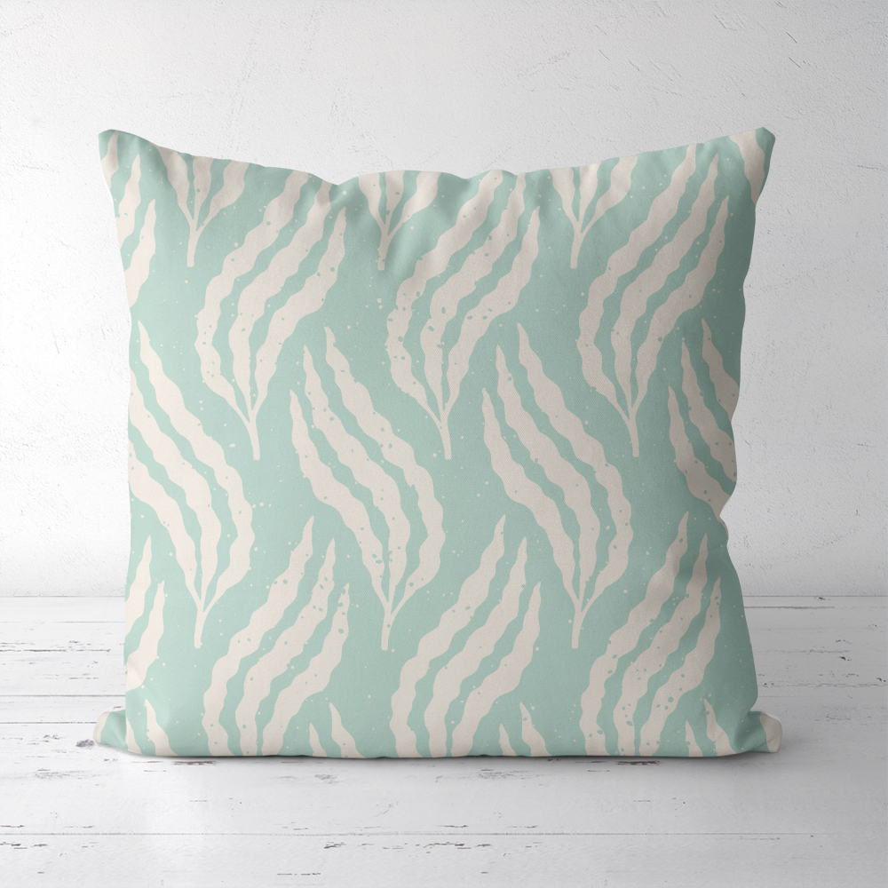 Throw Pillow – Pastel Blue Underwater Seaweed Ocean Pattern