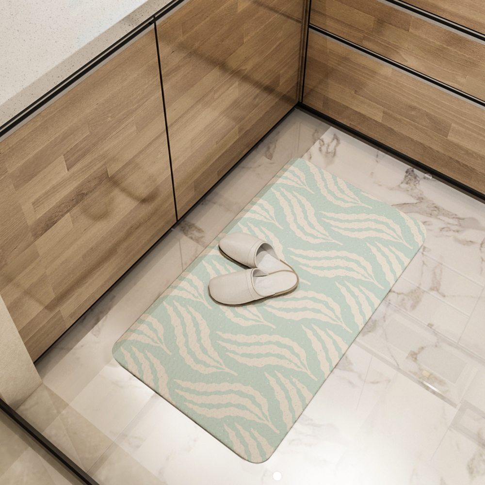 Kitchen Floor Mats – Pastel Blue Underwater Seaweed Ocean Pattern
