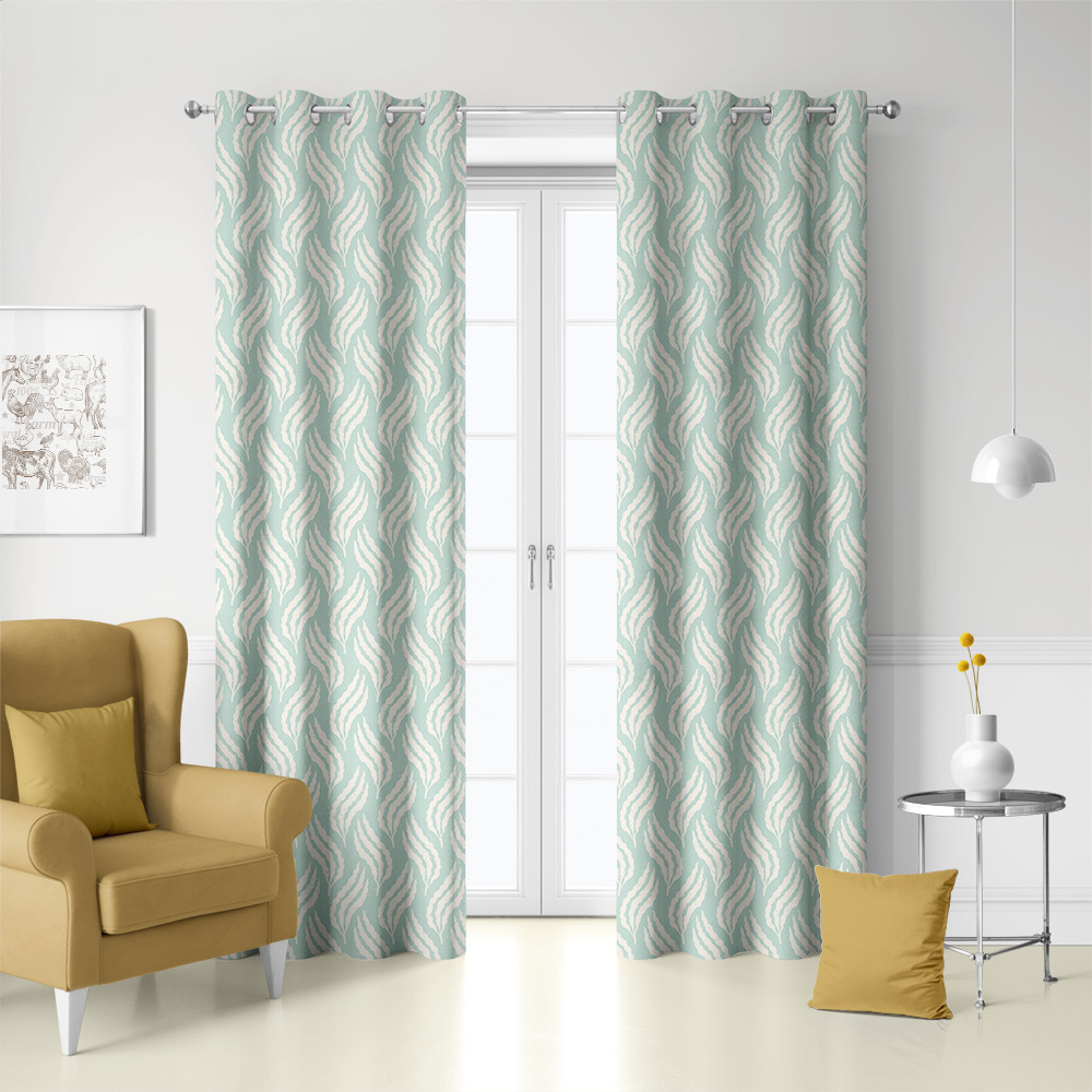 Curtain – Pastel Blue Underwater Seaweed Ocean Pattern