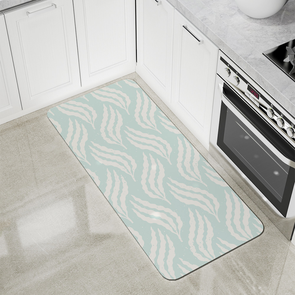 Kitchen Floor Mats – Pastel Blue Underwater Seaweed Ocean Pattern