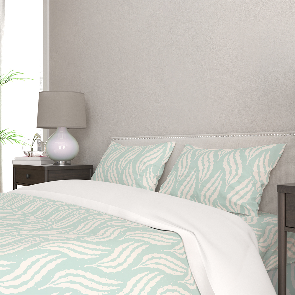 Bedding Set – Pastel Blue Underwater Seaweed Ocean Pattern