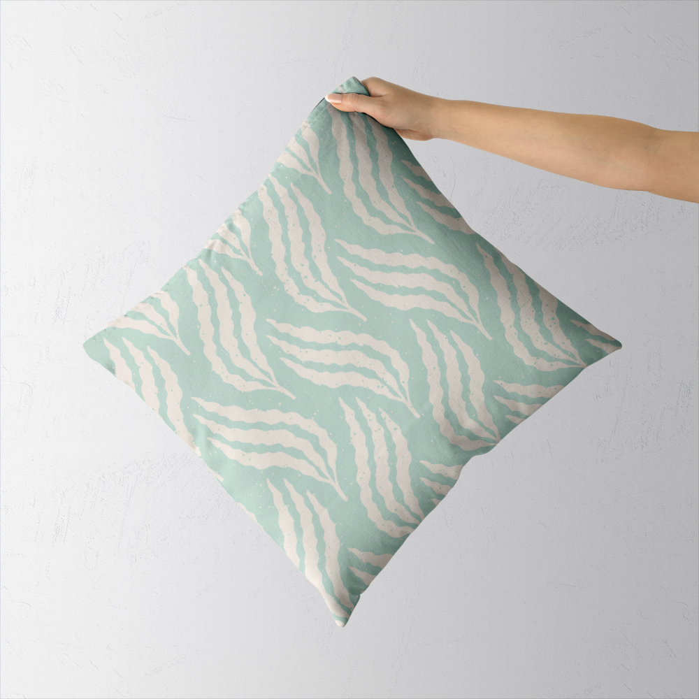 Throw Pillow – Pastel Blue Underwater Seaweed Ocean Pattern