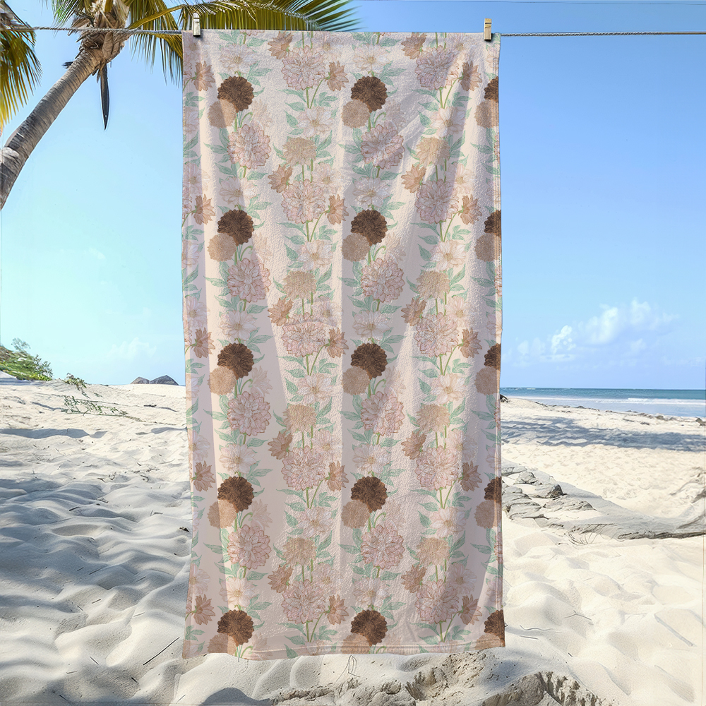 Beach Towel – Whimsical Musical Frog Band Cattail Meadow