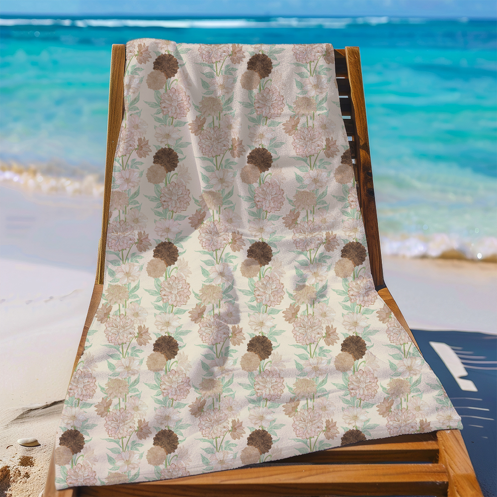 Beach Towel – Whimsical Musical Frog Band Cattail Meadow