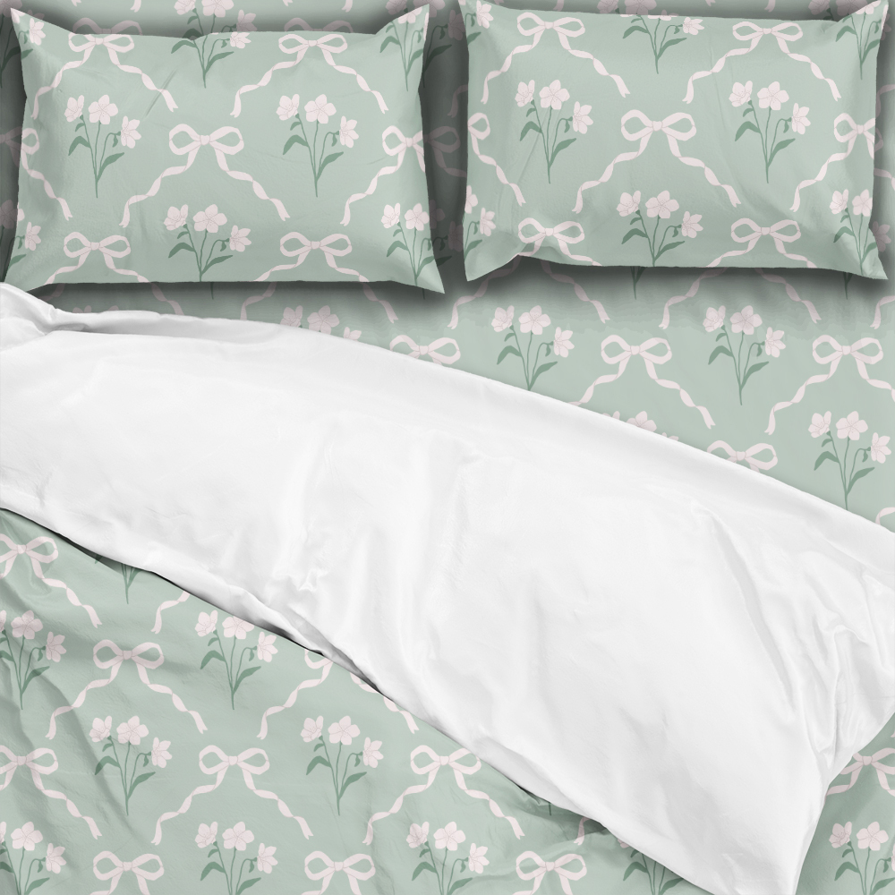 Bedding Set – Cottage Garden Bow & Floral Pattern